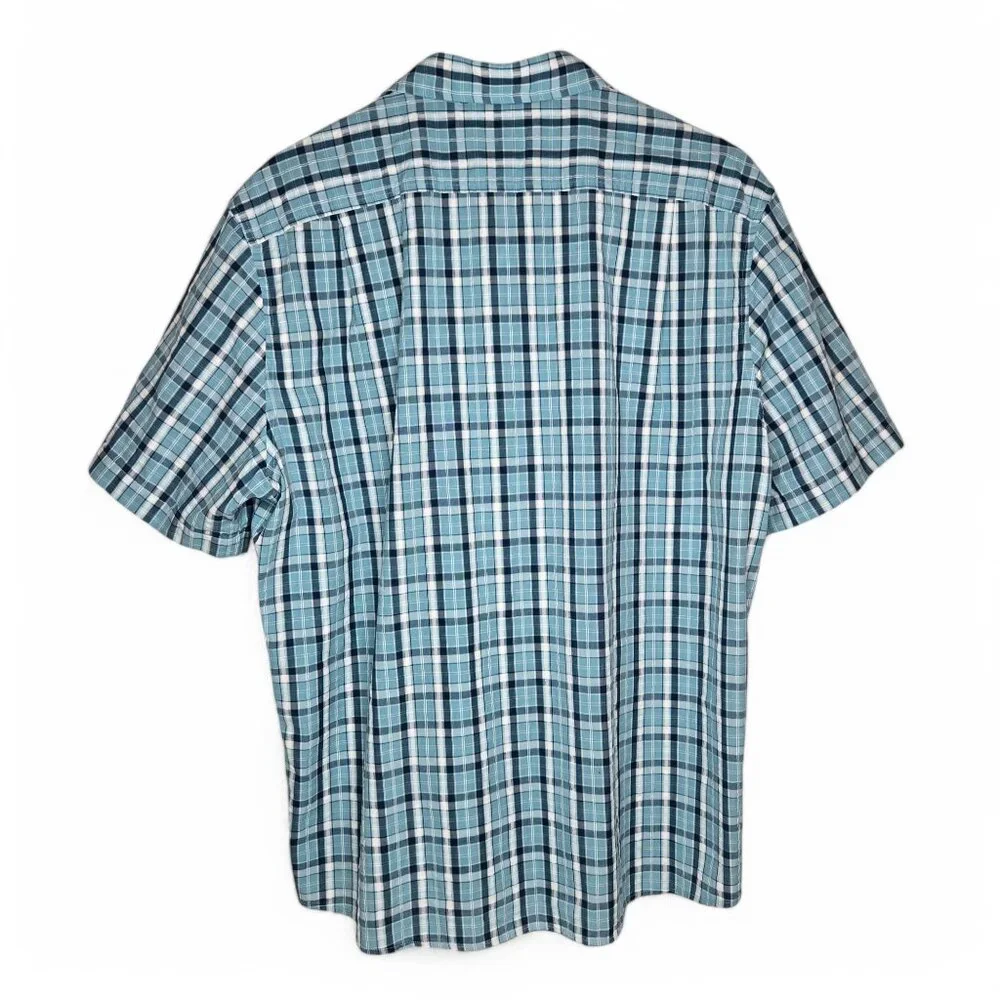 L.L.‎ Bean Aqua Blue Seersucker Shirt Men's Button Up Slightly Fitted Summer L